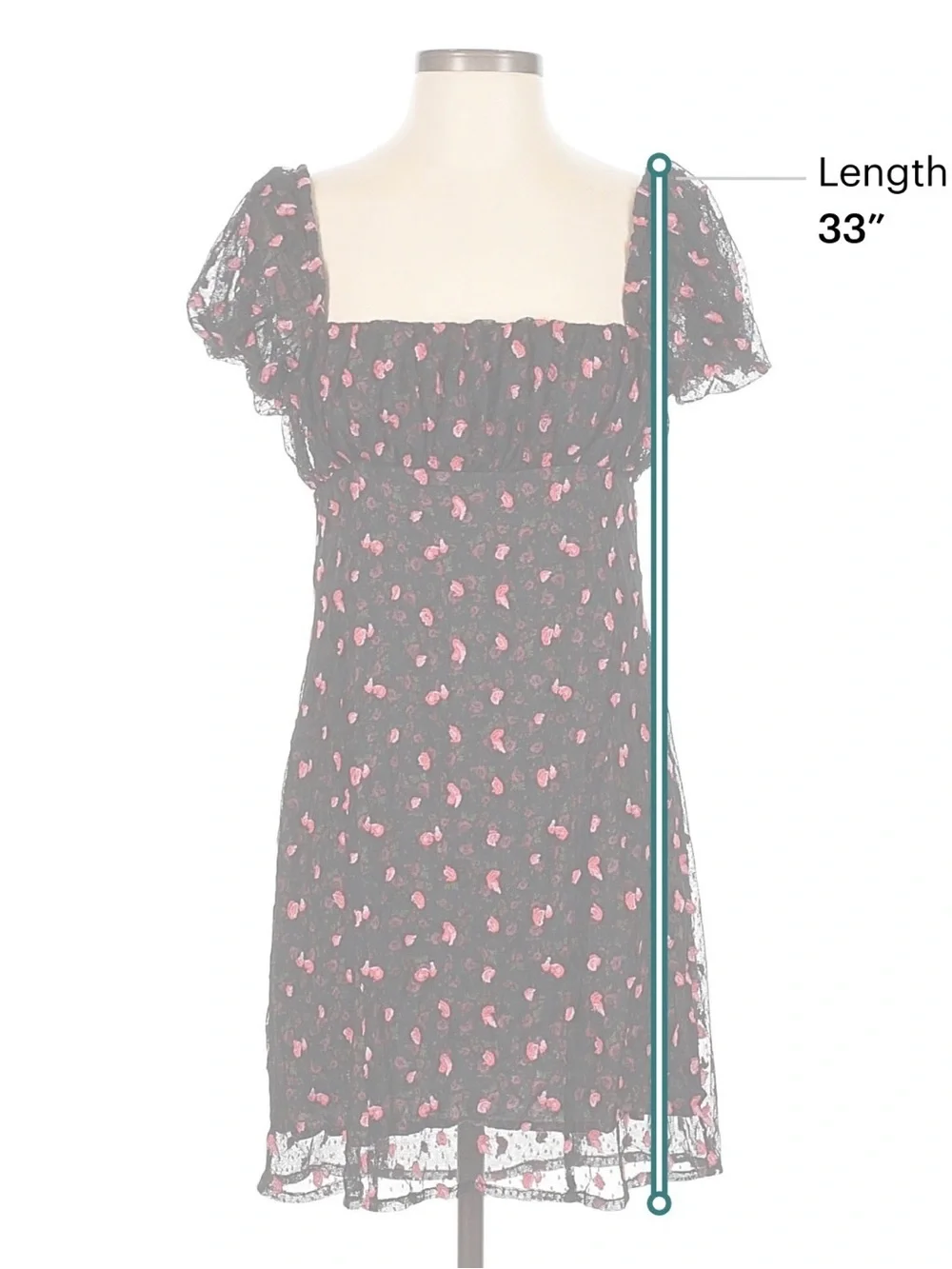 Free People Black Sheer Puff Sleeve Floral Babydoll Dress